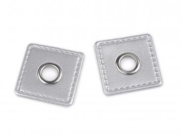 Ösen-Patches  Breite 30 mm ,Höhe 30 mm , Ø 8 mm, Silber Nickel